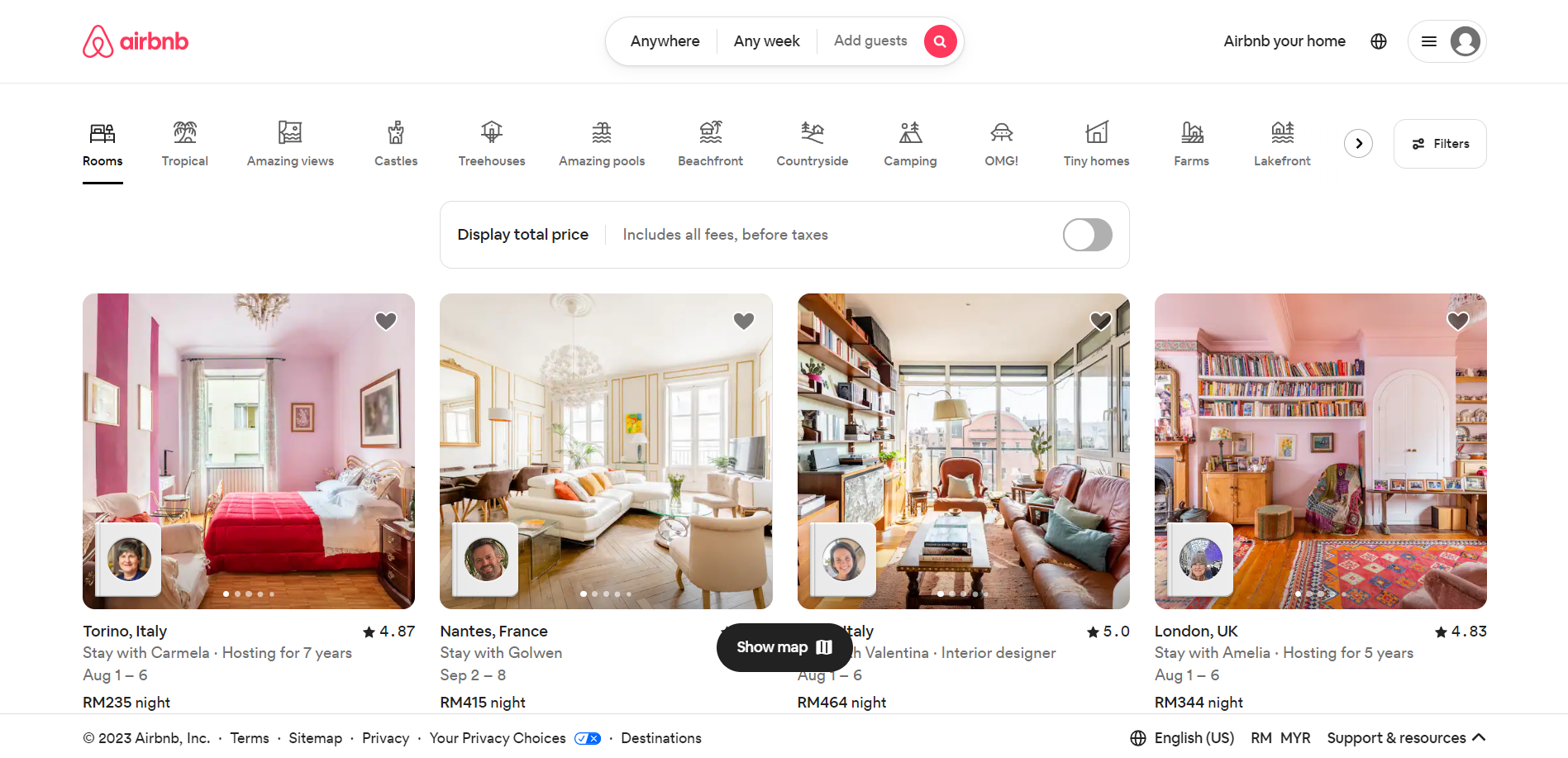 minimalist website design example of airbnb.com